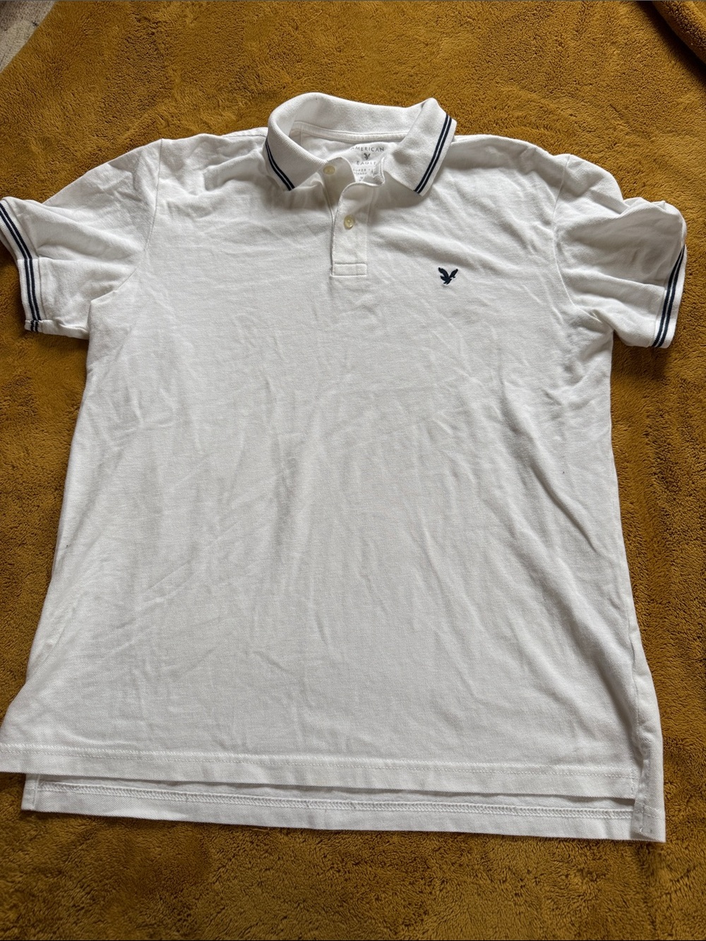 American Eagle Outfitters White Polo with Navy Trim